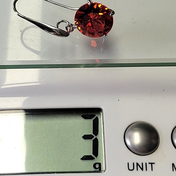 Orange Crystal Dangle Earrings - Picture 7 of 7